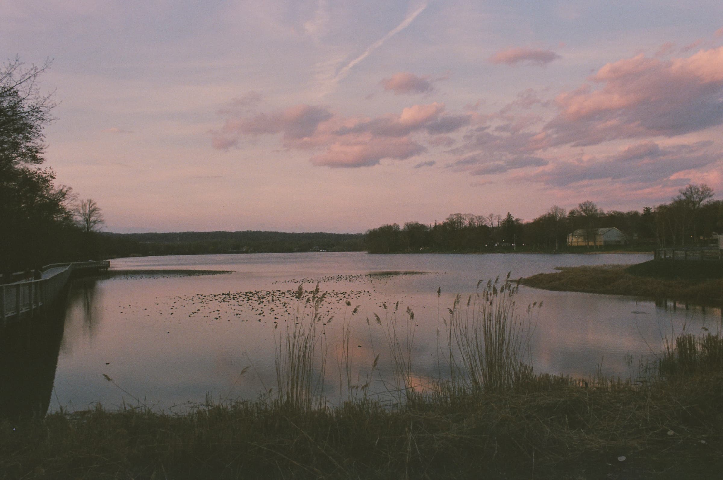 Landscape image of Congers Lake during twilight